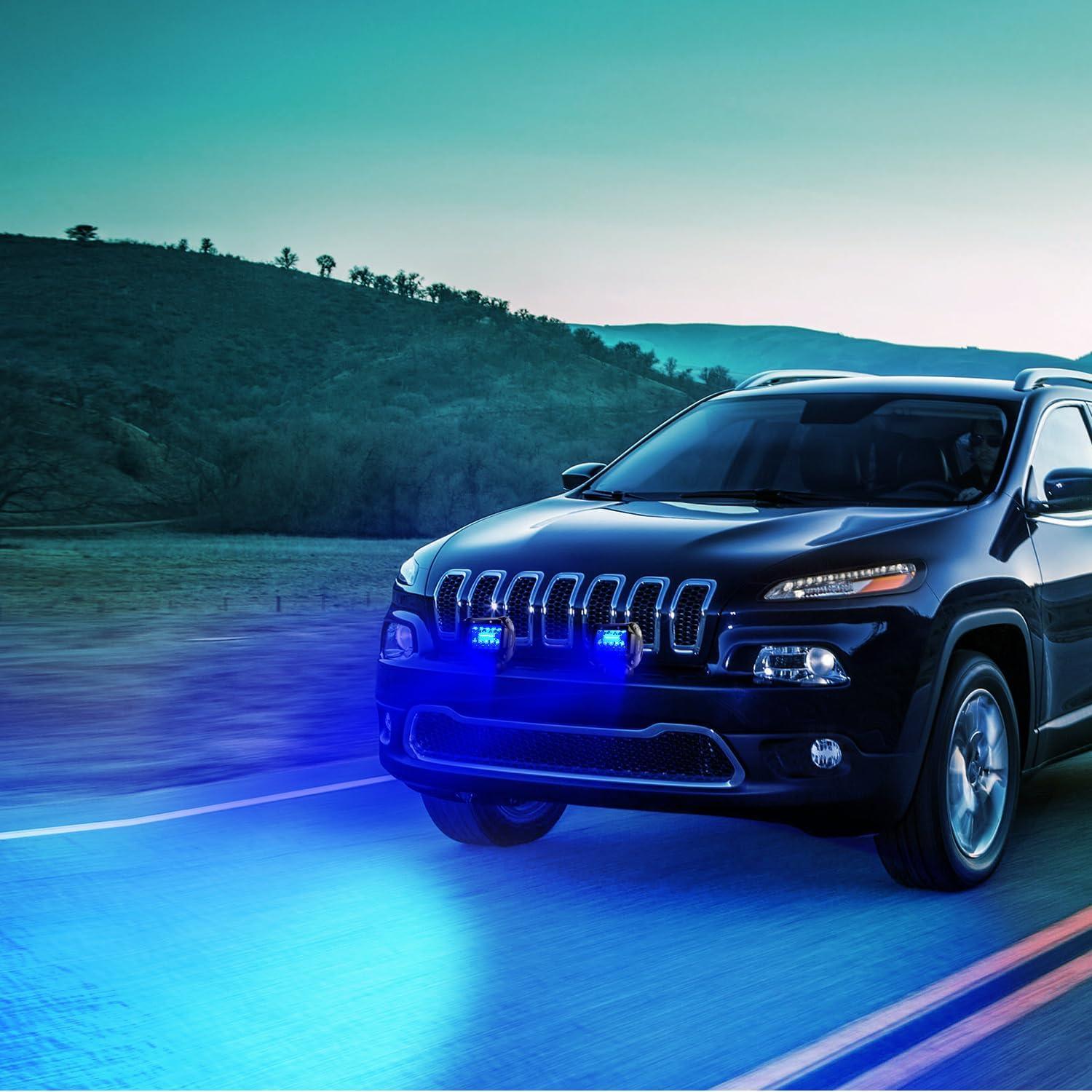 imageNilight Led Light Pods 2PC 4Inch 60W Flood Spot Combo Triple Row Driving Lamp Roof Bumper Off Road LED Work Lights Pods for Van Camper Wagon Car Pickup Golf Cart ATV UTV SUV Truck Boat 4x4Blue Led Pods