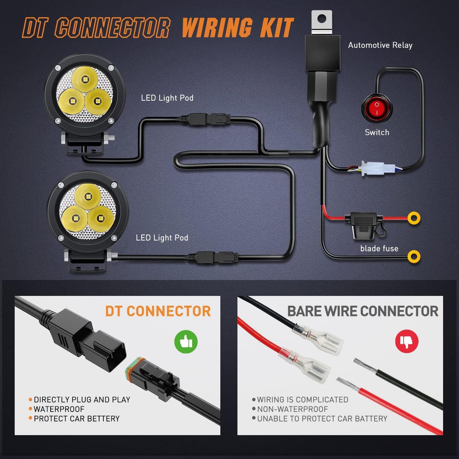 imageNilight Led Pods 2Pcs 18W 1260LM Flood Off Road Lights Super Bright Driving Work Fog Lamps for Trucks Pickup Golf Cart SUV ATV UTV 4x4 Van Camper Boat2Pcs 15w Led Light wWiring Harness