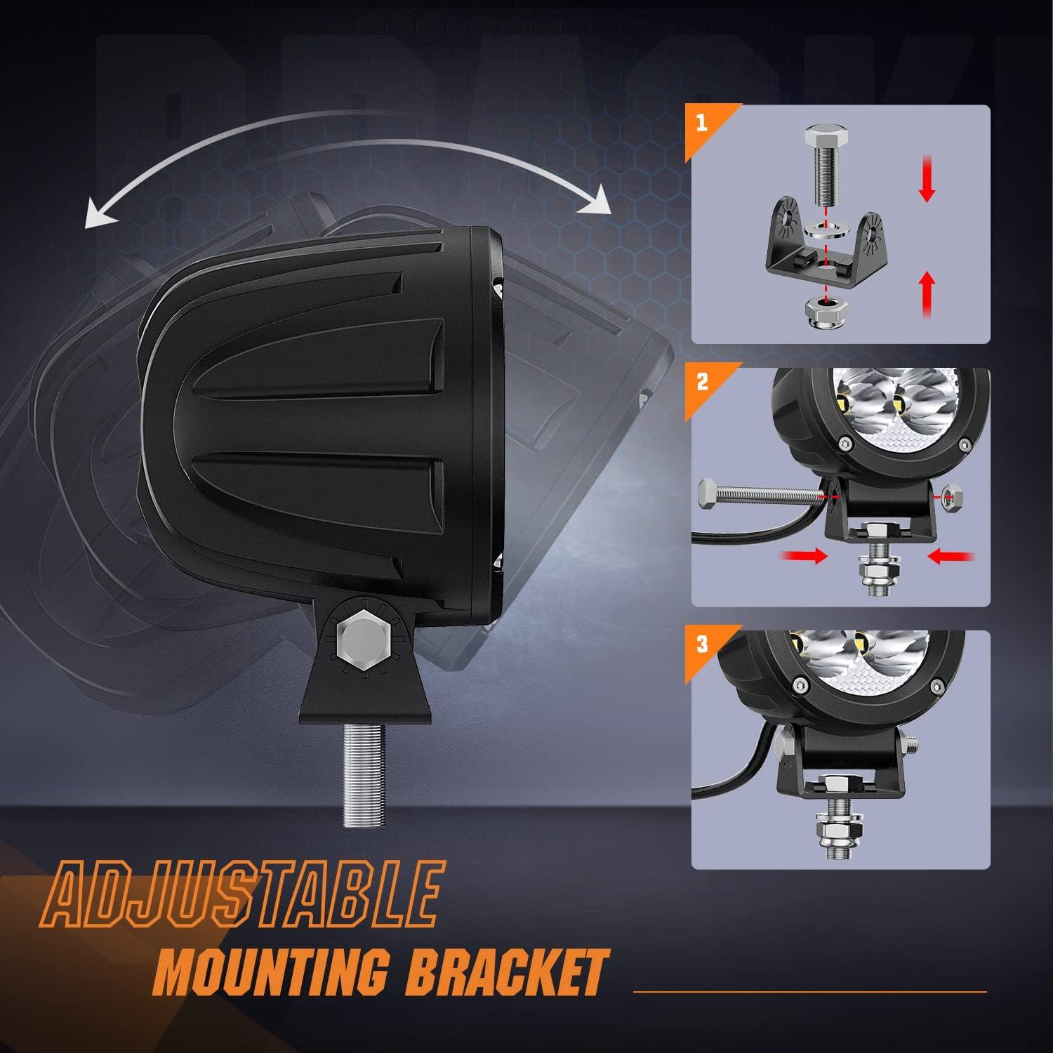 imageNilight Led Pods 2Pcs 18W 1260LM Flood Off Road Lights Super Bright Driving Work Fog Lamps for Trucks Pickup Golf Cart SUV ATV UTV 4x4 Van Camper Boat2Pcs 15w Led Light wWiring Harness