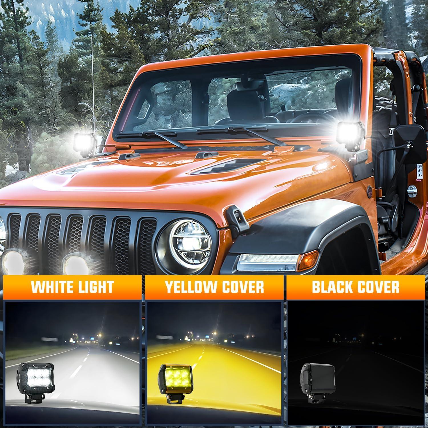 imageNilight Led Pods 2Pcs 18W 1260LM Flood Off Road Lights Super Bright Driving Work Fog Lamps for Trucks Pickup Golf Cart SUV ATV UTV 4x4 Van Camper Boat2Pcs 18w Led Light wcover