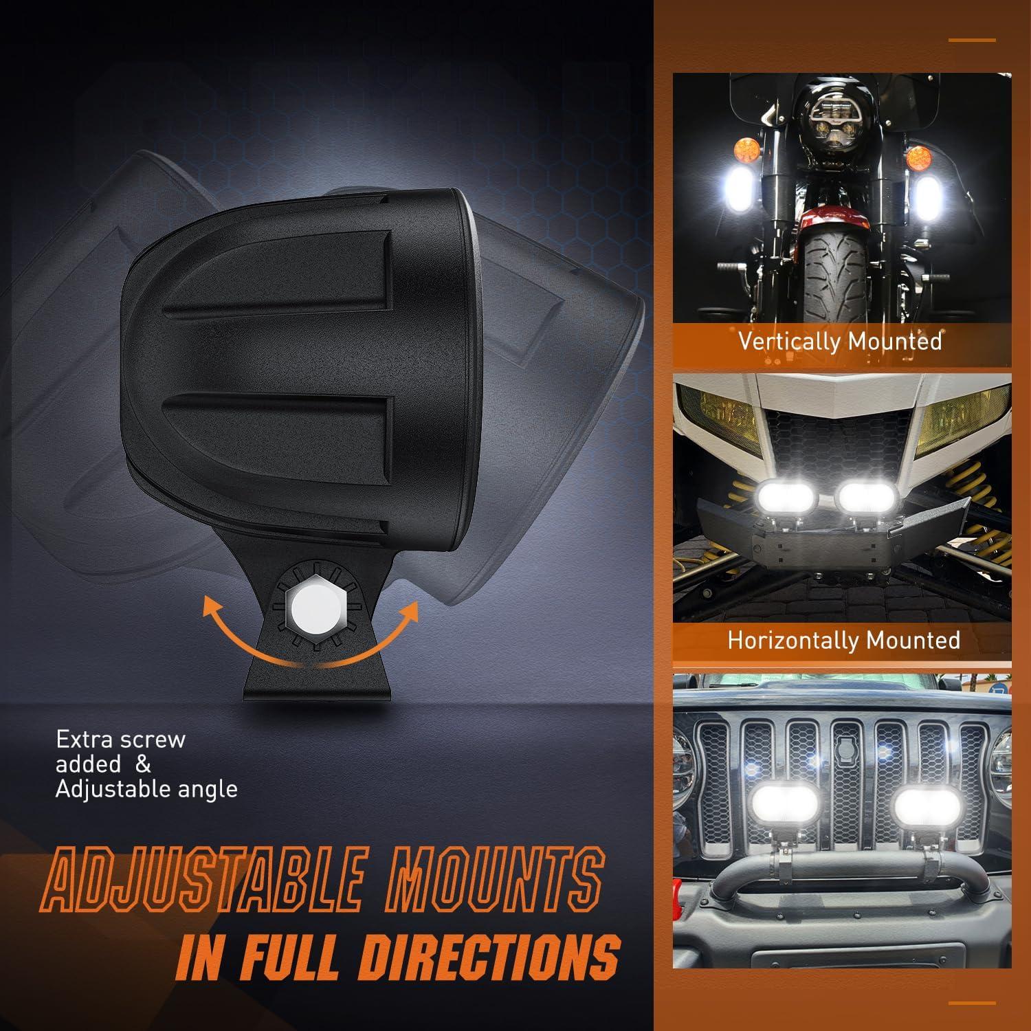imageNilight Led Pods 2Pcs 18W 1260LM Flood Off Road Lights Super Bright Driving Work Fog Lamps for Trucks Pickup Golf Cart SUV ATV UTV 4x4 Van Camper Boat2Pcs 20w Led Light wWiring Harness