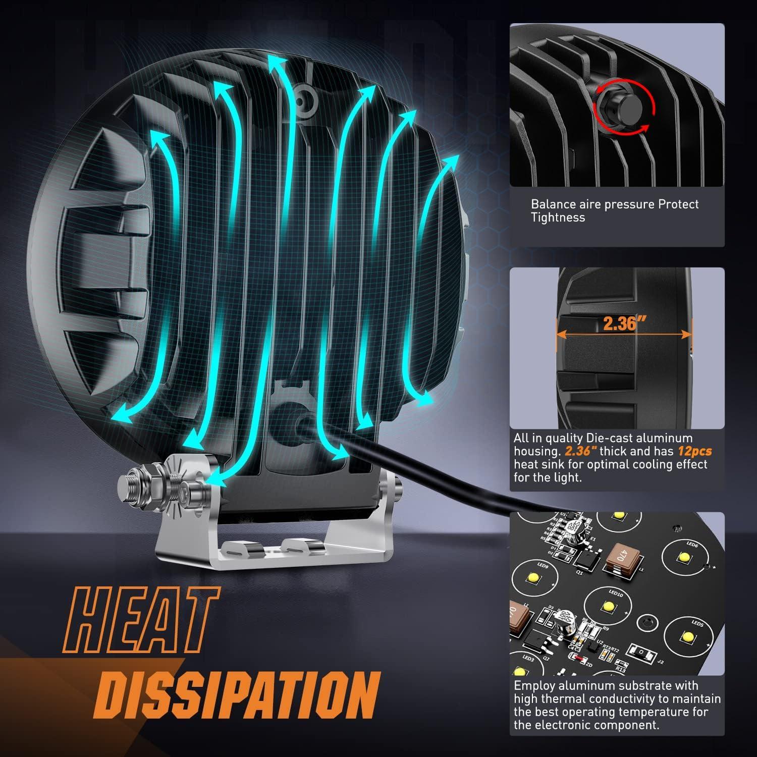 imageNilight Led Pods 2Pcs 18W 1260LM Flood Off Road Lights Super Bright Driving Work Fog Lamps for Trucks Pickup Golf Cart SUV ATV UTV 4x4 Van Camper Boat2Pcs 50w Led Light wWiring Harness