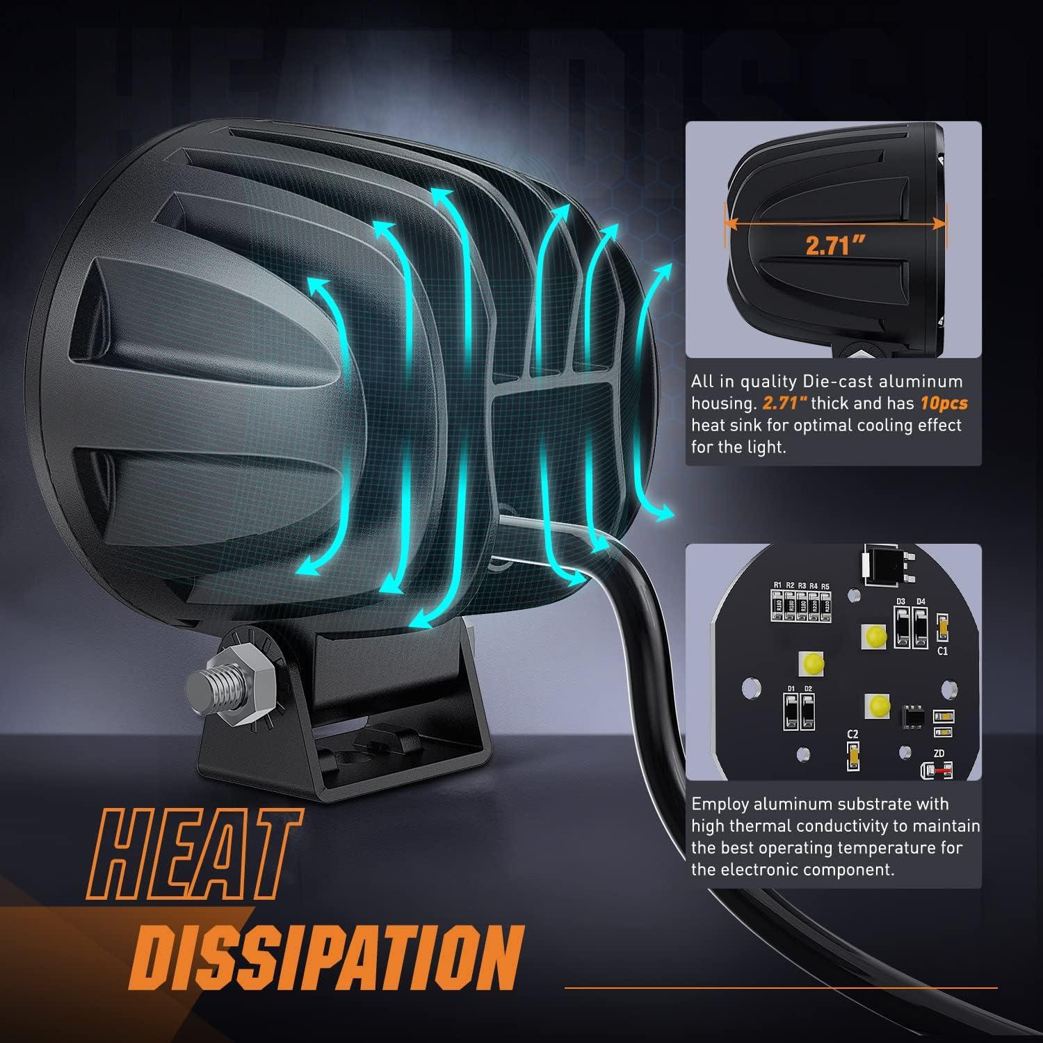 imageNilight Led Pods 2Pcs 18W 1260LM Flood Off Road Lights Super Bright Driving Work Fog Lamps for Trucks Pickup Golf Cart SUV ATV UTV 4x4 Van Camper Boat2Pcs 15w Led Light wWiring Harness