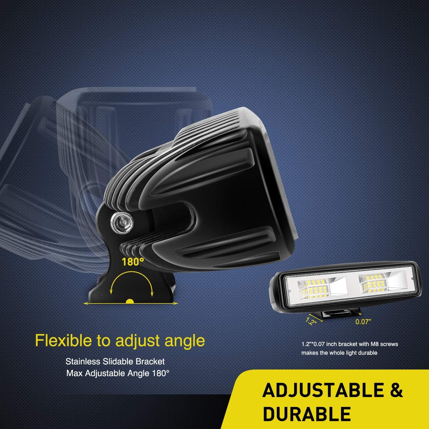 imageNilight Side Shooter LED Pods 2PCS 65 Inch 60W Flood Spot Beam Combo Light Bar Fog Driving Lights Work Lighting for Truck ATV UTV Boat2Pcs 16LEDs Lights