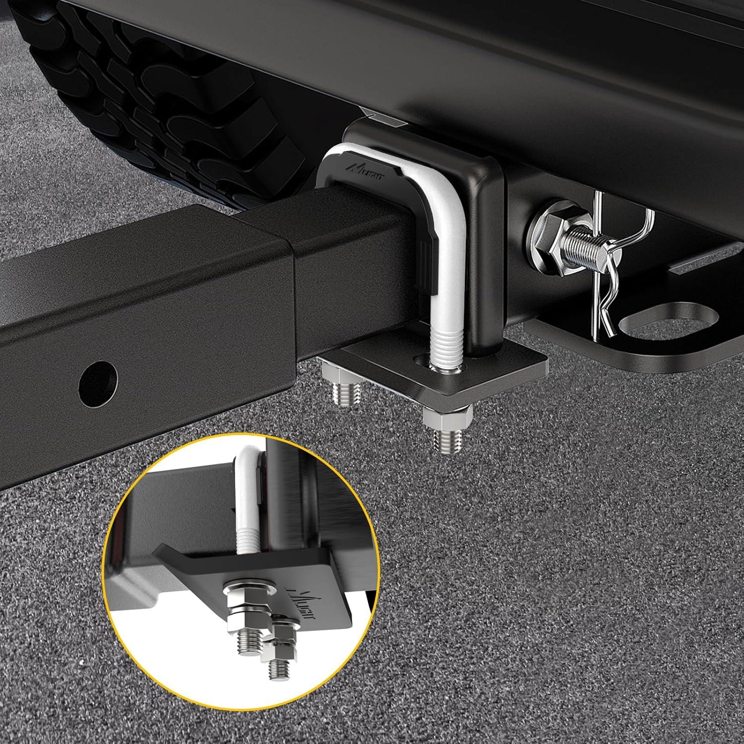 imageNilight Trailer Hitch Tightener for 2 Inch Hitches Mount Anti Rattle Heavy Duty Steel with Rubber Cover Red U Bolt Matte Black Plate Electrophoresis AntiRust Triple ProtectiveBlackWhite 2Inch 1PC