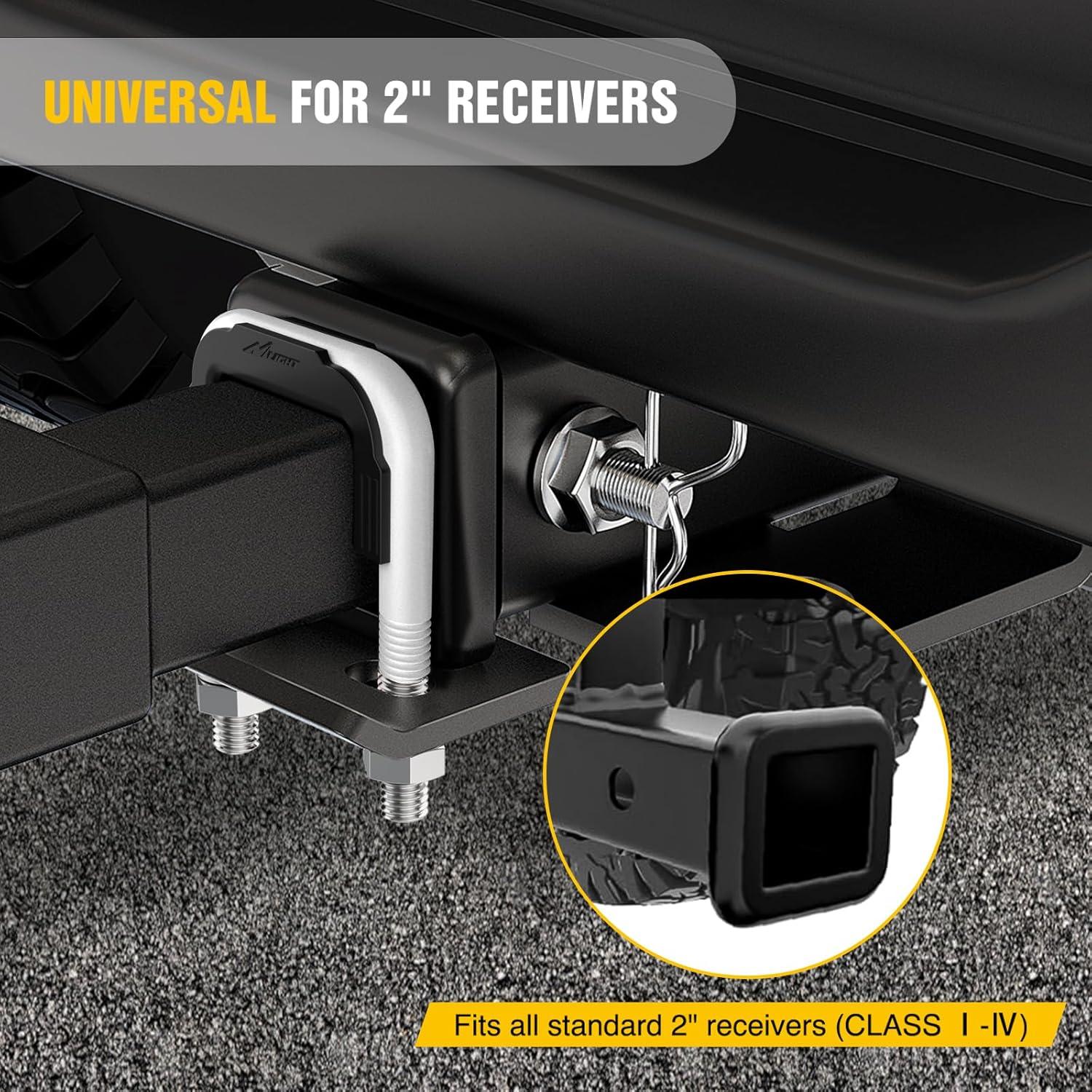 imageNilight Trailer Hitch Tightener for 2 Inch Hitches Mount Anti Rattle Heavy Duty Steel with Rubber Cover Red U Bolt Matte Black Plate Electrophoresis AntiRust Triple ProtectiveBlackWhite 2Inch 1PC