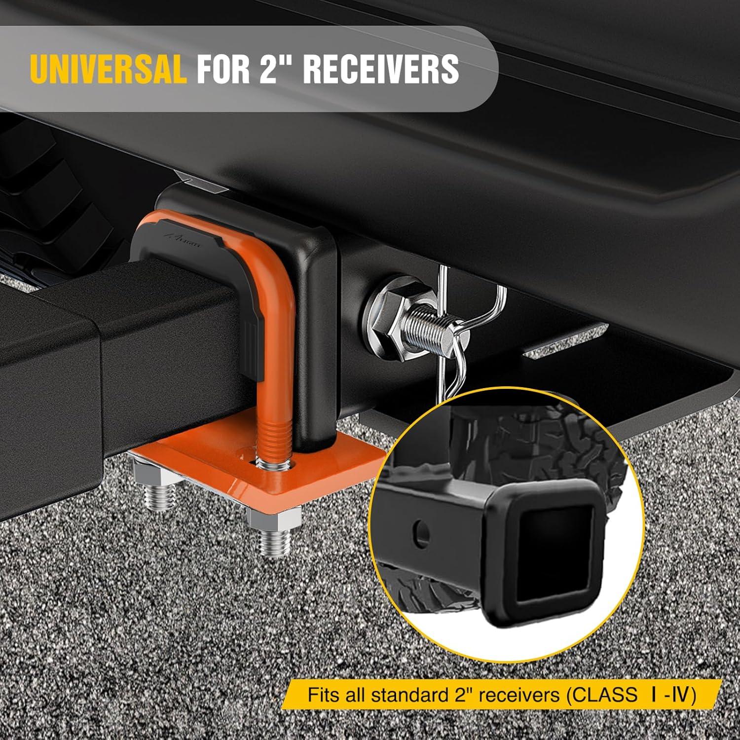imageNilight Trailer Hitch Tightener for 2 Inch Hitches Mount Anti Rattle Heavy Duty Steel with Rubber Cover Red U Bolt Matte Black Plate Electrophoresis AntiRust Triple ProtectiveOrange 2Inch 1PC