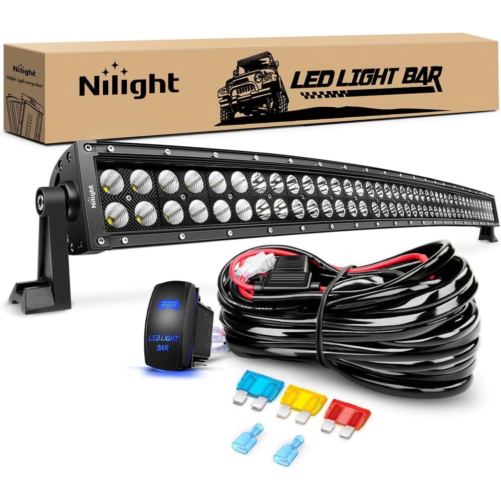 imageNilight ZH410 32Inch 180W Curved LED Light Bar Work Light Spot Flood Combo Offroad Driving Lights with 16AWG Wiring Harness Kit 2 Year Warranty42Inch Curved 240W Light Wiring Harness