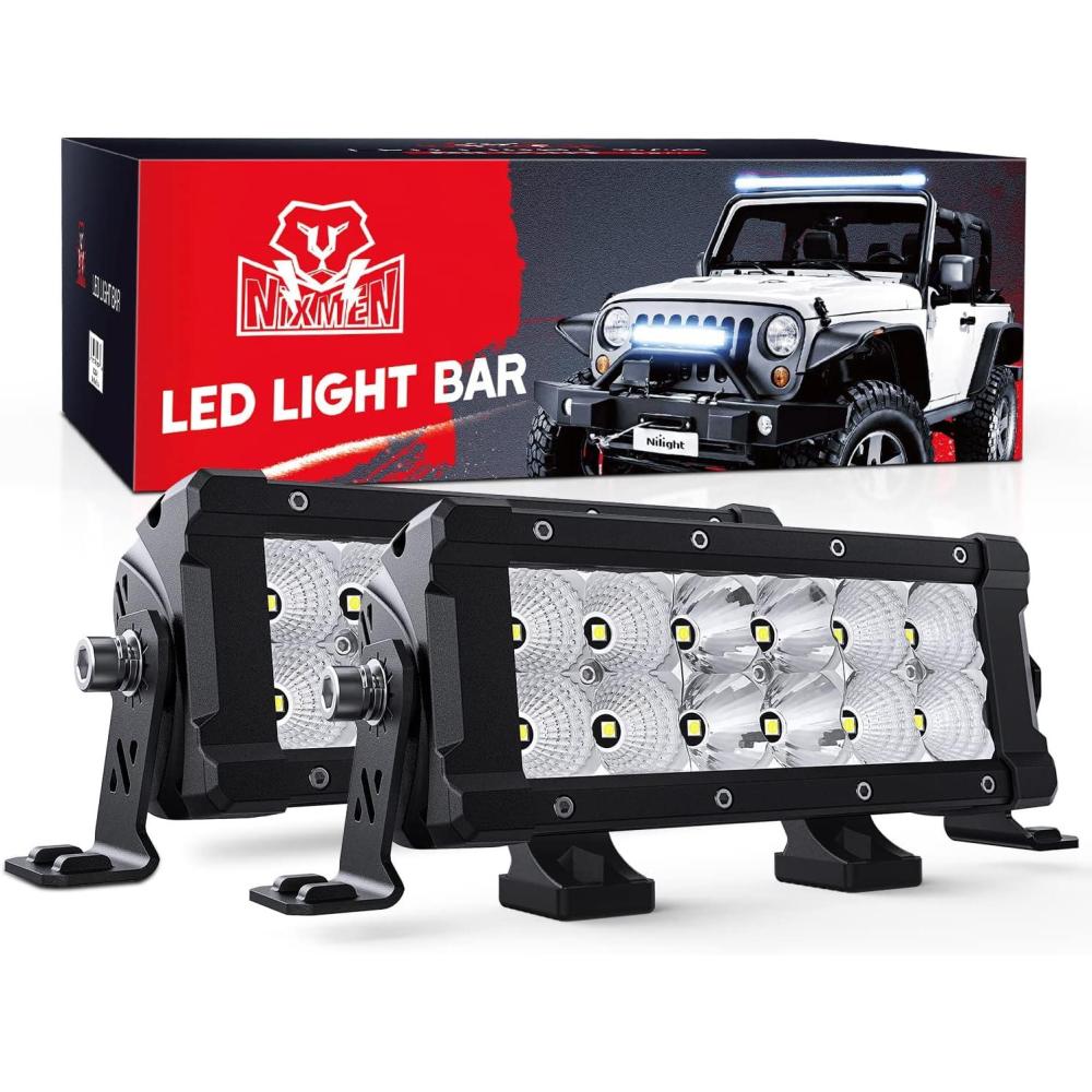 imageNilight 135 Inch LED Light Bar 120W Flood Spot Combo Beam 14400LM IP68 Offroad Lighting LED Driving Lamp for Pickup Truck SUV ATV UTV Boat 4x4 Jeep2Pcs 76Inch Light Bar