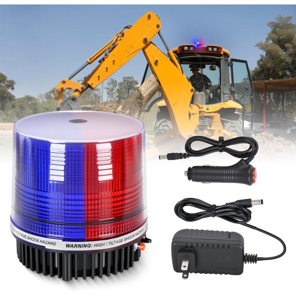 imageNilight 18LED Magnetic Beacon Light Amber White Wireless Rotating Powered Emergency Hazard Warning Safety Flashing Rooftop Led Strobe Lights for Car Truck Snow Plows Forklift Trailer Security VehiclesRed Blue
