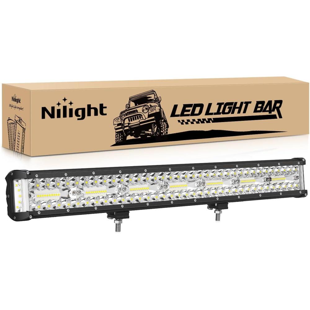 imageNilight 20 Inch 420W LED Light Bar Triple Row Flood Spot Combo 42000LM Driving Boat Led Off Road Lights with 12V OnOff 5 Pin Rocker Switch 16AWG Wiring Harness Kit 2 Years Warranty20Inch Side Shooter Light