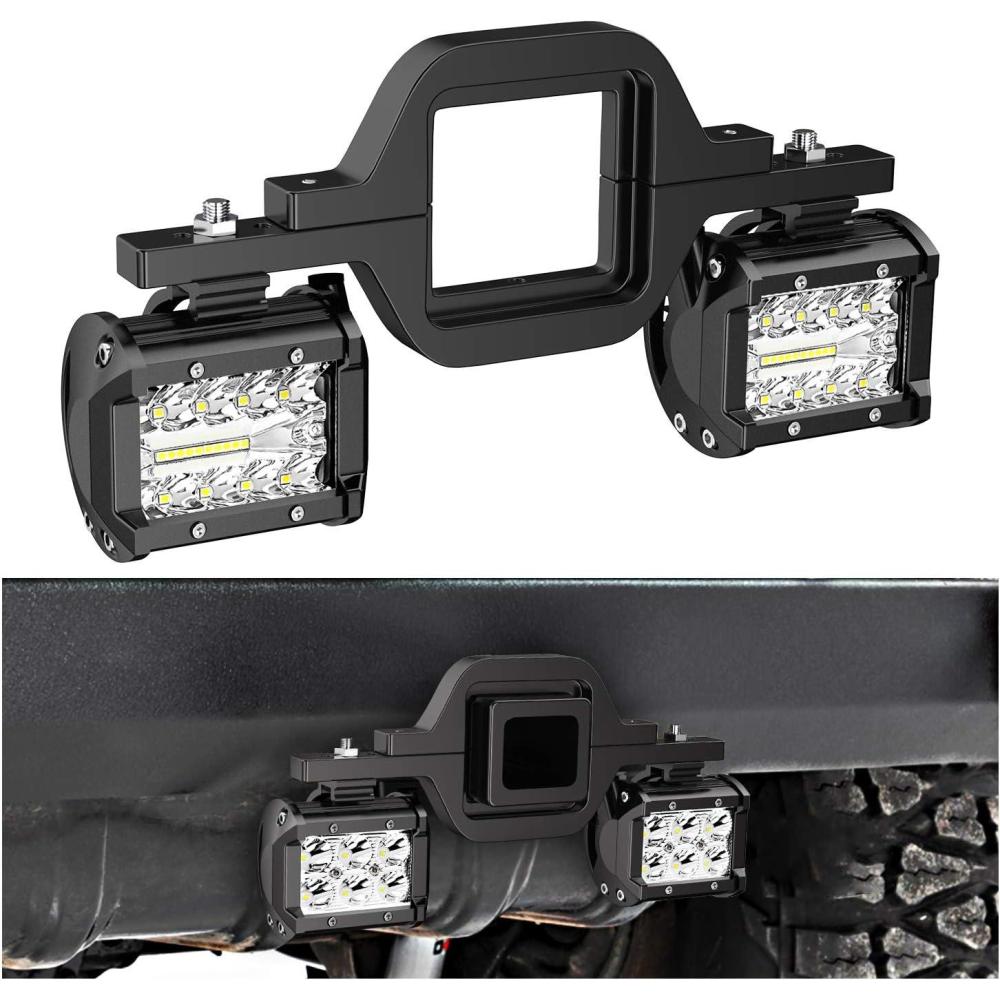imageNilight 2PC 4Inch Triple Row Lights 60W Flood Spot Combo 6000LM Bar Driving Boat Led Off Road Trucks with 12V OnOff 5 Pin Rocker Switch Power 16AWG Wiring Harness Kit2 LeadsLed Pods  2 tow hitch