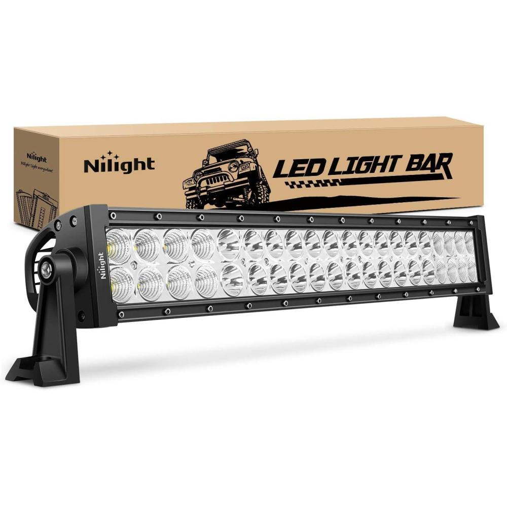 imageNilight 73003CA 22Inch 150W Double Row 15000LM 7D Flood Spot Combo Beam LED Light Bar22Inch 120W Light Bar
