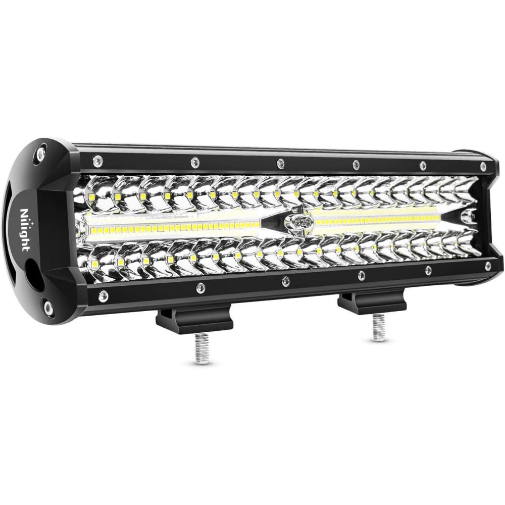 imageNilight LED Light Bar 12Inch 300W Flood Spot Combo Triple Row Driving Lamp Roof Bumper Off Road Work Lights for Van Camper Wagon Car Pickup Golf Cart ATV UTV SUV Truck Boat 4x4White