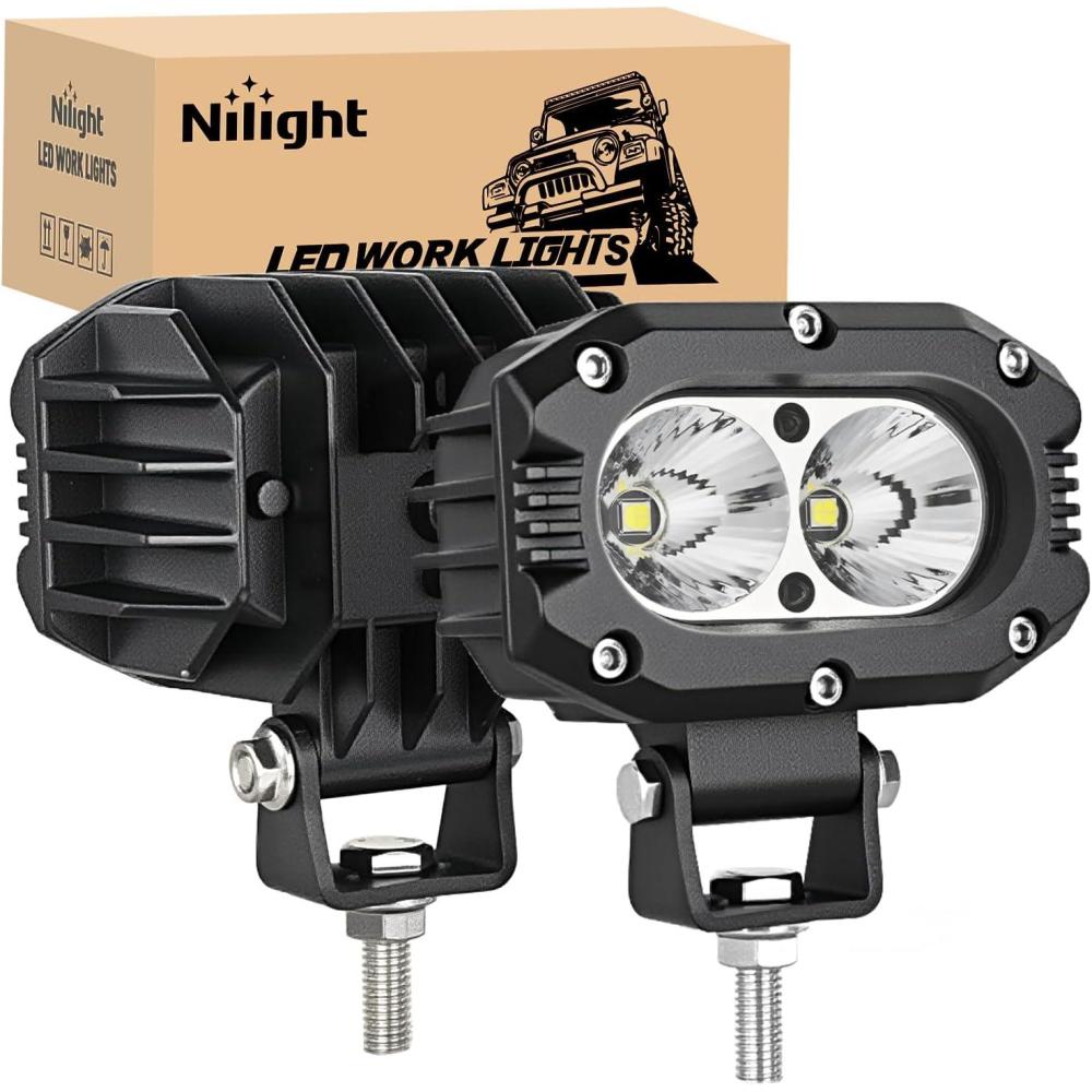 imageNilight LED Light Bar 2PCS 18W 6Inch Flood LED Pods Offroad Fog Light Waterproof for Boat SUV ATV 4WD Car Truck Golf Cart 12V 24V2 Years Warrantywhite flood beam 4inch