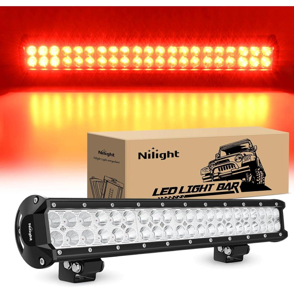 imageNilight LED Light Bar 9Inch 54W 3600LM Spot Off Road Driving Lamp Super Bright Waterproof Fog Work Lighting for Trucks SUV ATV UTV Pickup Boat Tractor 4x4 Van CamperRed