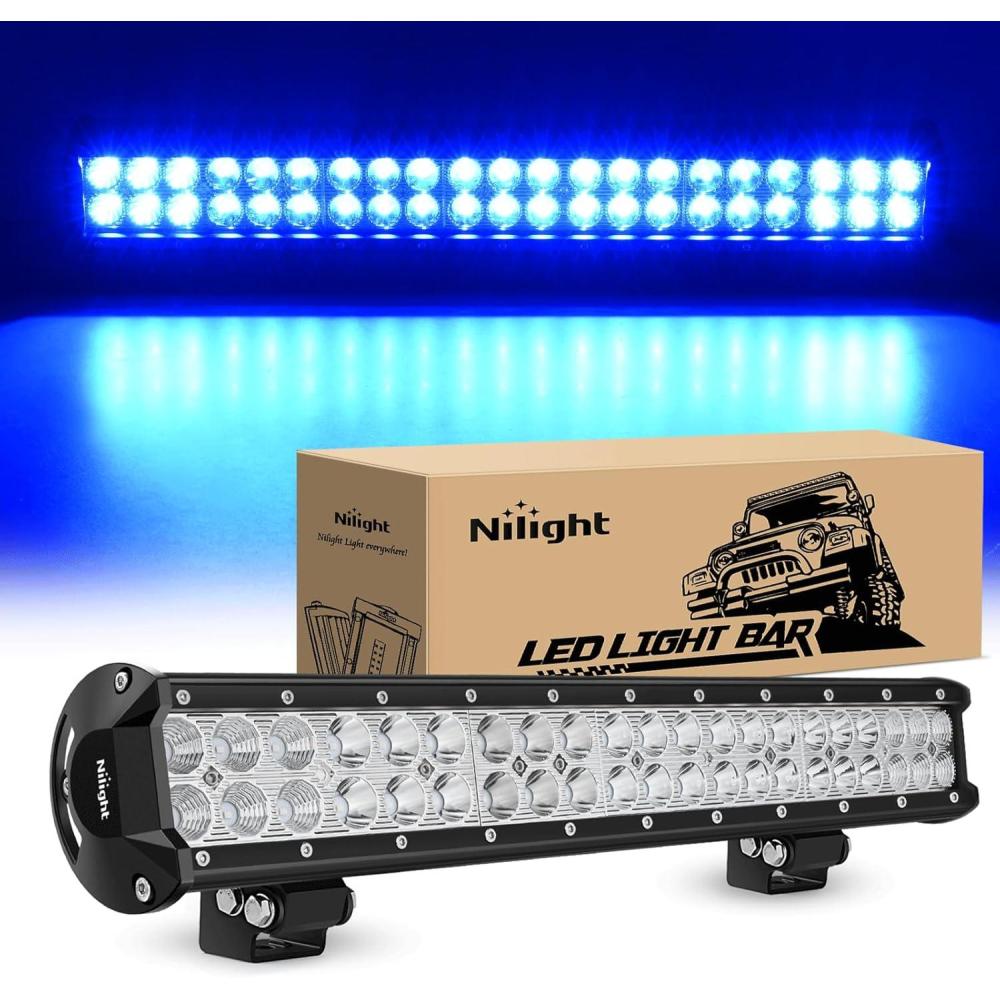 imageNilight LED Light Bar 9Inch 54W 3600LM Spot Off Road Driving Lamp Super Bright Waterproof Fog Work Lighting for Trucks SUV ATV UTV Pickup Boat Tractor 4x4 Van CamperBlue