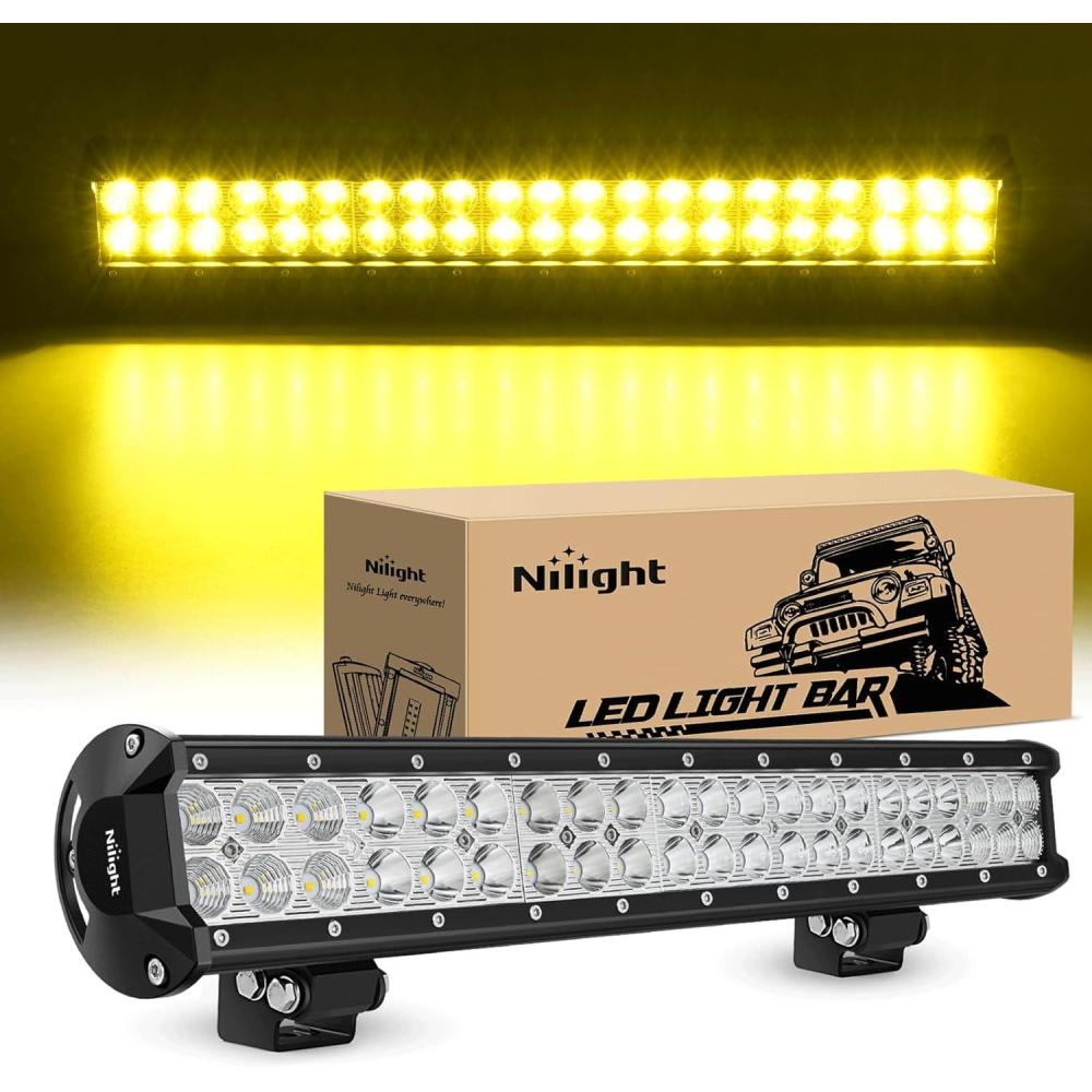 imageNilight LED Light Bar 9Inch 54W 3600LM Spot Off Road Driving Lamp Super Bright Waterproof Fog Work Lighting for Trucks SUV ATV UTV Pickup Boat Tractor 4x4 Van CamperYellow