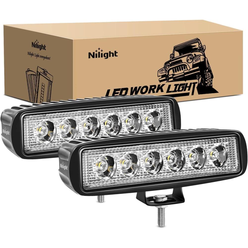 imageNilight Led Light Bar 2PCS 18w Spot Driving Fog Light Led Pods Off Road Lights Boat Lights Driving Lights Led Work Light SUV LampWhite Lights Black House