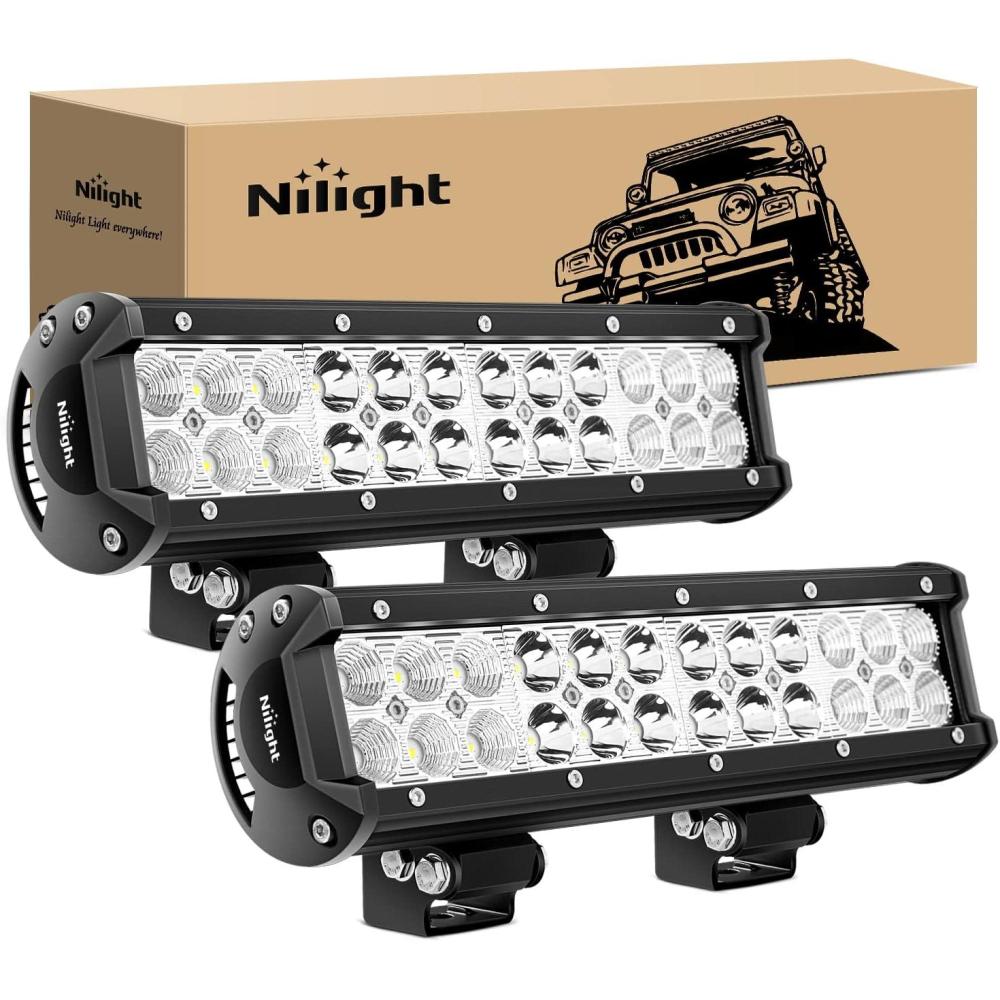 imageNilight Led Light Bar 2Pcs 12Inch 72W 5040 LM Spot Flood ComboLed Off Road Lights Bright Driving Fog Boat Lights Led Work Light Bar for Trucks Pickup Golf Cart SUV ATV UTV 4x4 Van Camper