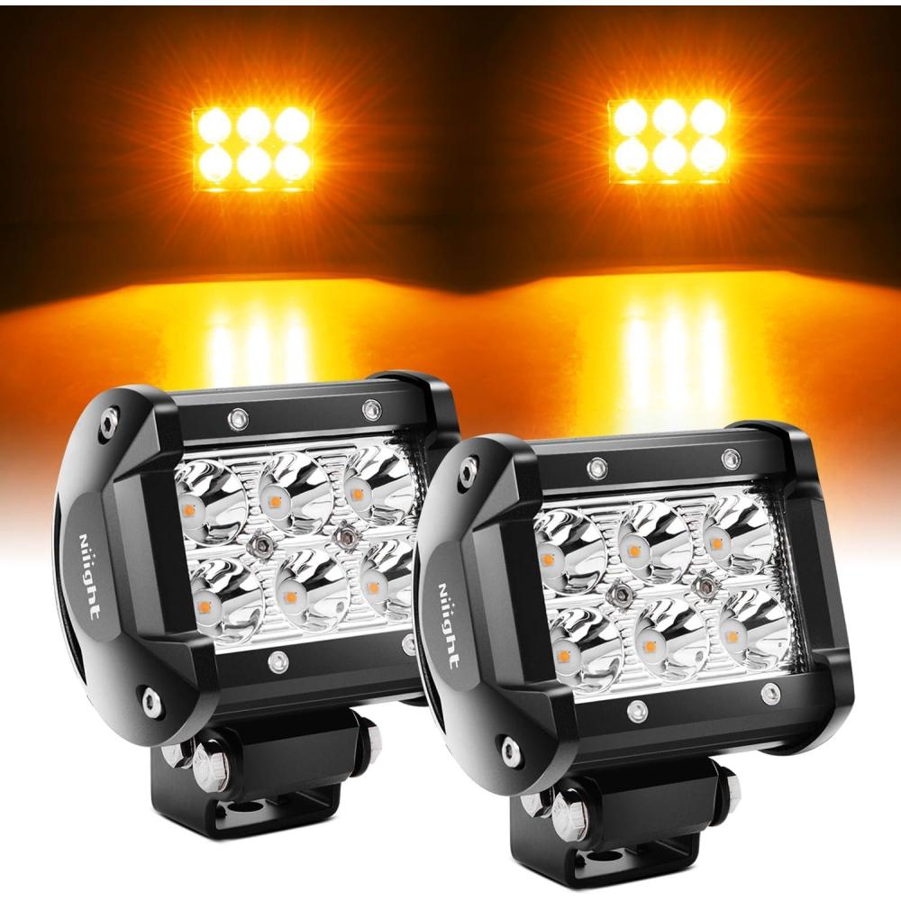 imageNilight Led Pods 2Pcs 18W 1260LM Spot Off Road Lights Super Bright Driving Fog Boat Lamp Work Lighting Bar for Trucks Van Camper Wagon Car Pickup Golf Cart ATV UTV SUV Boat 4x4Amber