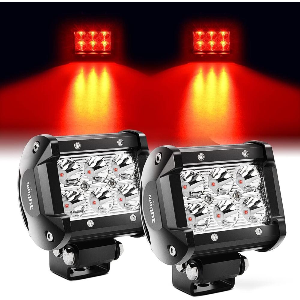 imageNilight Led Pods 2Pcs 18W 1260LM Spot Off Road Lights Super Bright Driving Fog Boat Lamp Work Lighting Bar for Trucks Van Camper Wagon Car Pickup Golf Cart ATV UTV SUV Boat 4x4Red