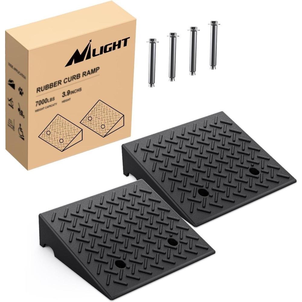 imageNilight Rubber Curb Ramps 75 Inches Rise Height Heavy Duty Rubber Threshold Ramp Portable Driveway Ramps for Cars Wheelchairs Scooter Lawn Mower 7000lbs Load Capacity 2 Pack39 Rise