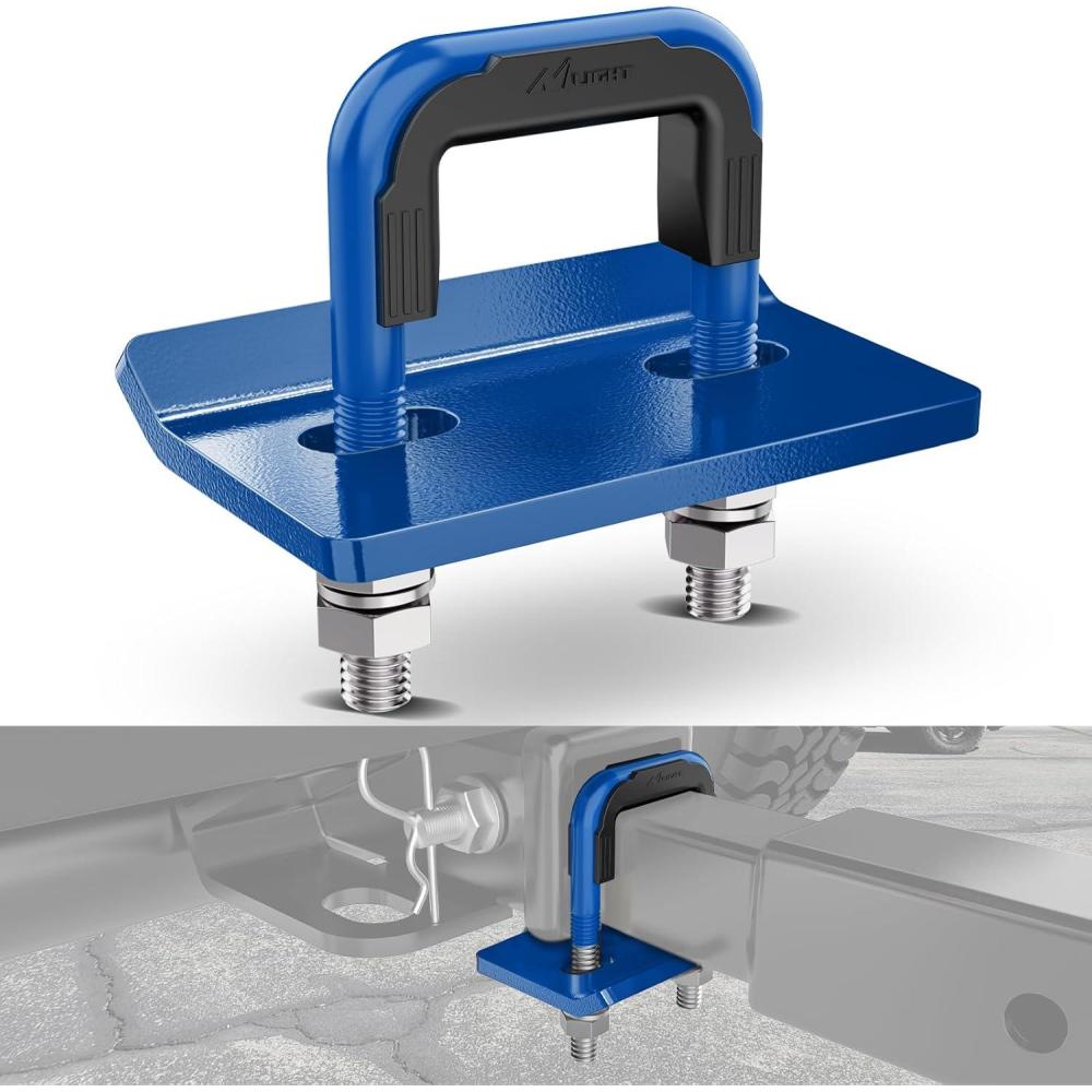imageNilight Trailer Hitch Tightener for 2 Inch Hitches Mount Anti Rattle Heavy Duty Steel with Rubber Cover Red U Bolt Matte Black Plate Electrophoresis AntiRust Triple ProtectiveBlue 2Inch 1PC