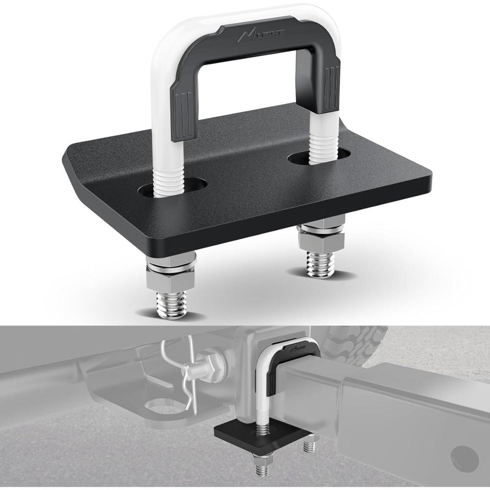 imageNilight Trailer Hitch Tightener for 2 Inch Hitches Mount Anti Rattle Heavy Duty Steel with Rubber Cover Red U Bolt Matte Black Plate Electrophoresis AntiRust Triple ProtectiveBlackWhite 2Inch 1PC