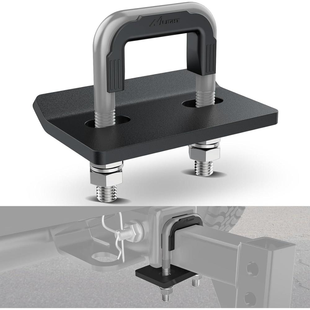 imageNilight Trailer Hitch Tightener for 2 Inch Hitches Mount Anti Rattle Heavy Duty Steel with Rubber Cover Red U Bolt Matte Black Plate Electrophoresis AntiRust Triple ProtectiveBlackGray 2Inch 1PC