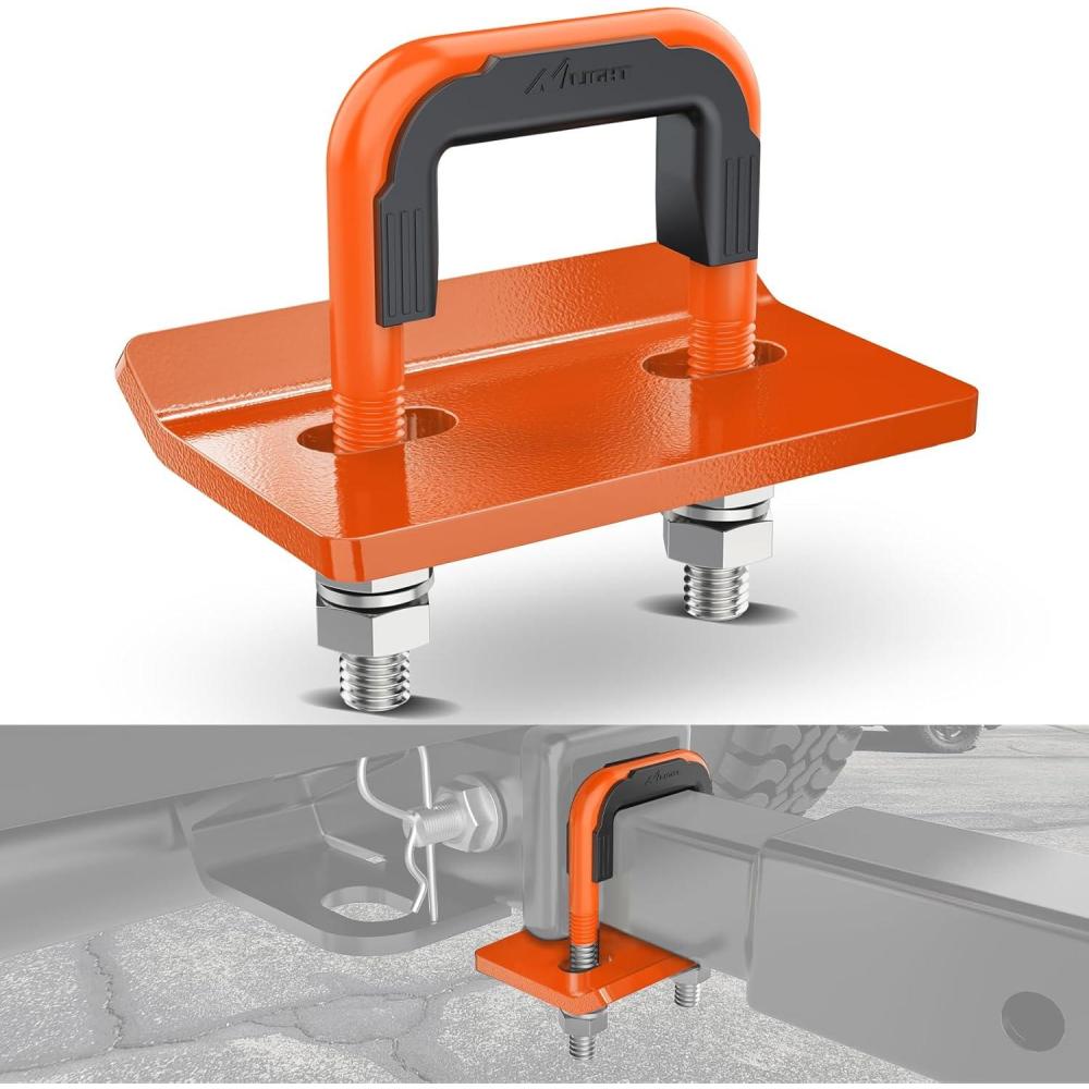 imageNilight Trailer Hitch Tightener for 2 Inch Hitches Mount Anti Rattle Heavy Duty Steel with Rubber Cover Red U Bolt Matte Black Plate Electrophoresis AntiRust Triple ProtectiveOrange 2Inch 1PC