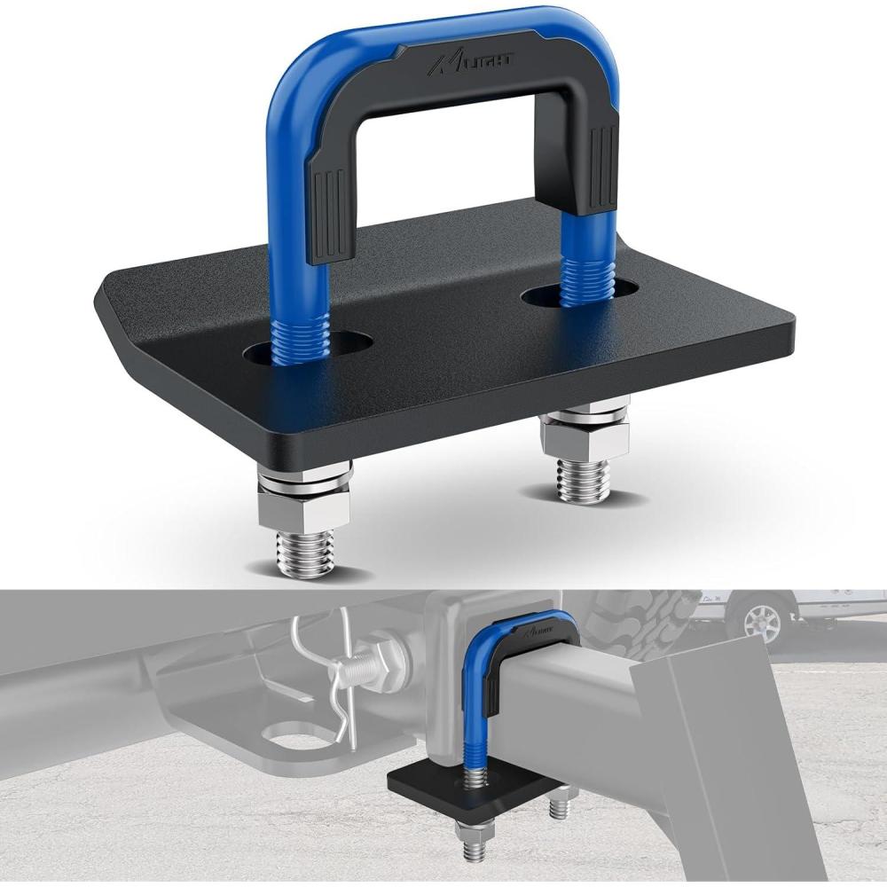 imageNilight Trailer Hitch Tightener for 2 Inch Hitches Mount Anti Rattle Heavy Duty Steel with Rubber Cover Red U Bolt Matte Black Plate Electrophoresis AntiRust Triple ProtectiveBlackBlue 2Inch 1PC