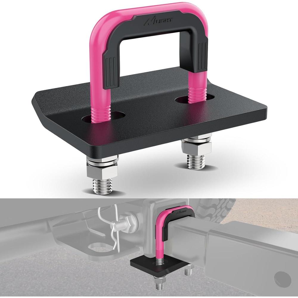 imageNilight Trailer Hitch Tightener for 2 Inch Hitches Mount Anti Rattle Heavy Duty Steel with Rubber Cover Red U Bolt Matte Black Plate Electrophoresis AntiRust Triple ProtectiveBlackPink 2Inch 1PC