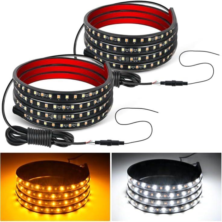 imageNilight Truck LED Running Board Lights 2 PCS 48nch Side Maker Light with White Courtesy ampamp Sequential Amber Turn Signal Lighting Strips Kit for Trucks Pickup SUV48 Running Board Lights WhiteAmber