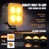 Nilight 2 PCS 3 Inch LED Pods Square 1500LM Built-in EMC Work Lights 90° Flood Beam Angle Offroad Side Light w/ 16AWG DT Wiring Kit for Tractor Truck Boat ATV UTV(Amber Led Pods)