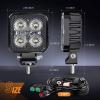 Nilight 2 PCS 3 Inch LED Pods Square 1500LM Built-in EMC Work Lights 90° Flood Beam Angle Offroad Side Light w/ 16AWG DT Wiring Kit for Tractor Truck Boat ATV UTV(Led Pods+Wiring harness)