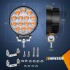 Nilight LED Pods 2Pcs 4.5Inch 42W 4200LM Round Flood Light Off Road Fog Lights Driving Roof LED Light Bar Work Light for ATV UTV SUV Truck Boat (15017C-B)(Amber Pods +Wiring Harness)