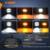 Nilight LED Pods 2Pcs 4.5Inch 42W 4200LM Round Flood Light Off Road Fog Lights Driving Roof LED Light Bar Work Light for ATV UTV SUV Truck Boat (15017C-B)(Amber&White 6 Modes)