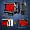 Nilight Led Light Pods 2PC 4Inch 60W Flood Spot Combo Triple Row Driving Lamp Roof Bumper Off Road LED Work Lights Pods for Van Camper Wagon Car Pickup Golf Cart ATV UTV SUV Truck Boat 4×4(Red Led Pods)