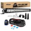 Nilight – 40004C-A LED Light Bar 21inch 100W Spot & Flood Combo Single Row 9000LM Off Road 3D LED Fog & Driving Light Roof Bumper Light Bars for Jeep Ford Trucks Boat , 2 Years Warranty(White Light + Wiring Harness)