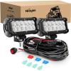 Nilight – 4PCS 36W 6.5 Inch Flood LED Light Bar Off Road Super Bright Driving Fog Boat Driving LED Work Light for Jeep(2Pcs 36W Led Pods w/Wiring Harness)