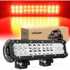 Nilight – NI06A-72W 12Inch 72W Spot Flood Combo Led Light Bar Off Road Lights Boat Lights Fog Light Driving Lights LED Work Light for Trucks, 2 Years Warranty, White(Red)