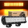 Nilight – NI06A-72W 12Inch 72W Spot Flood Combo Led Light Bar Off Road Lights Boat Lights Fog Light Driving Lights LED Work Light for Trucks, 2 Years Warranty, White(Amber)