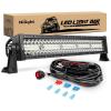 Nilight – ZH001 20Inch 126W Spot Flood Combo Led Off Road Led Light Bar 2PCS 18w 4Inch Flood LED Pods With 16AWG Wiring Harness Kit-2 Lead, 2 Years Warranty(22Inch Light + Wiring Harness)