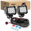 Nilight – ZH010 2PCS 4 Inch 18W Flood LED Fog Lights Off Road Driving Lights With Wiring Harness, 2 Years Warranty(Led Pods+Wiring Harness)