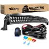 Nilight – ZH410 32Inch 180W Curved LED Light Bar Work Light Spot Flood Combo Offroad Driving Lights with 16AWG Wiring Harness Kit， 2 Year Warranty(50Inch Curved Light with Wiring Harness)
