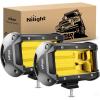 Nilight 18030C-A Amber 2PCS 5Inch 72W Double Row Flood Bar 10800Lumens Driving Fog Led Off Road Lights for Trucks Jeep ATV UTV SUV Boat Marine,2 Years Warranty, Yellow,White(Yellow White)