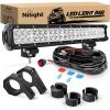 Nilight 20 Inch 126W Spot Flood Combo LED Light Bars Off-Road Light Mounting Bracket Horizontal Bar Tube Clamp with Off Road Wiring Harness, 2 Years Warranty, White