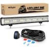 Nilight 20 Inch 420W LED Light Bar Triple Row Flood Spot Combo 42000LM Driving Boat Led Off Road Lights with 12V On/Off 5 Pin Rocker Switch 16AWG Wiring Harness Kit, 2 Years Warranty(20Inch Side Shooter Light + Wiring harness)