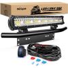Nilight 20 Inch 420W LED Light Bar Triple Row Flood Spot Combo 42000LM Driving Boat Led Off Road Lights with 12V On/Off 5 Pin Rocker Switch 16AWG Wiring Harness Kit, 2 Years Warranty(20Inch Lights + Wiring Harness +Bracket)